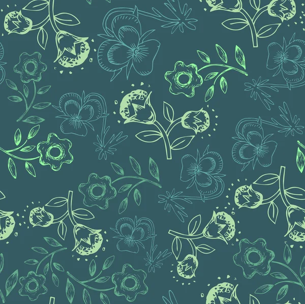 Patrón retro floral sin costuras para papel pintado — Vector de stock