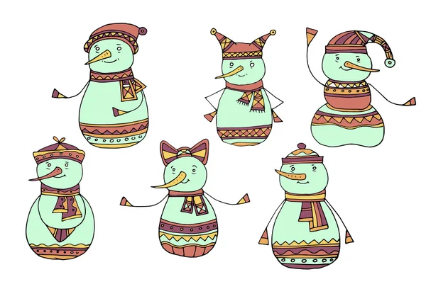 Christmas snowman instellen — Stockvector