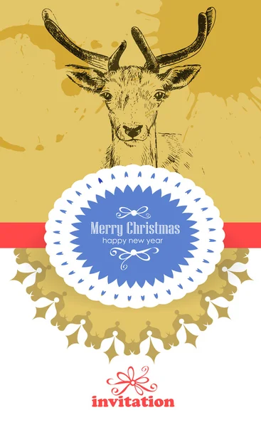 Tarjeta de felicitación de Navidad y año nuevo — Vector de stock