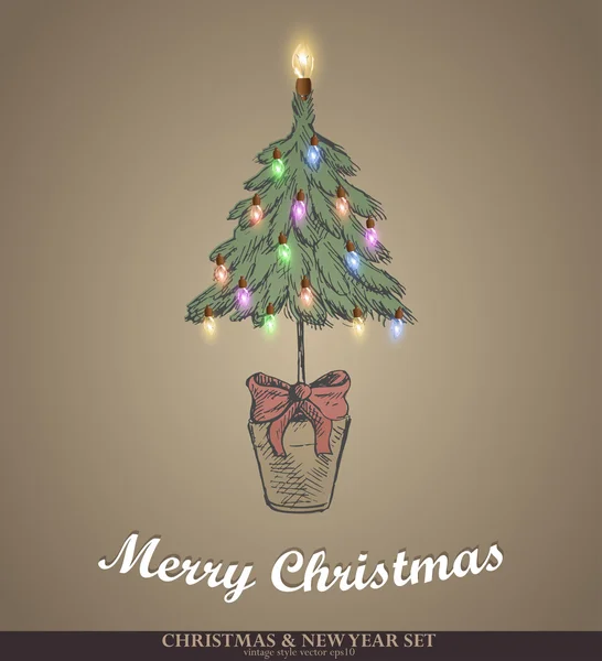 Vánoční strom s věncem. — Stockový vektor