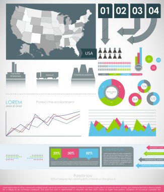 ayrıntı modern Infographic ile usa Haritası