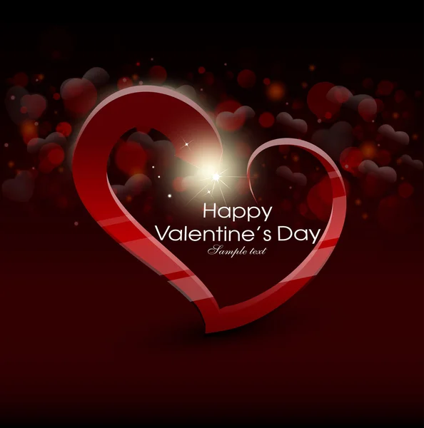 Biglietto di San Valentino con cuore, amore, bokeh — Vettoriale Stock