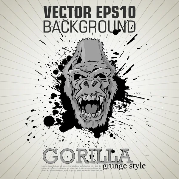 Gorila agresivo en el cartel — Vector de stock