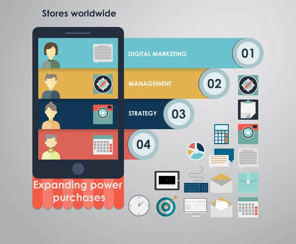 Icons for mobile marketing, email marketing Stock Illustration