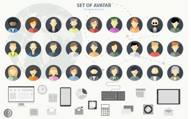 Avatar düz tasarım simgeleri kümesi
