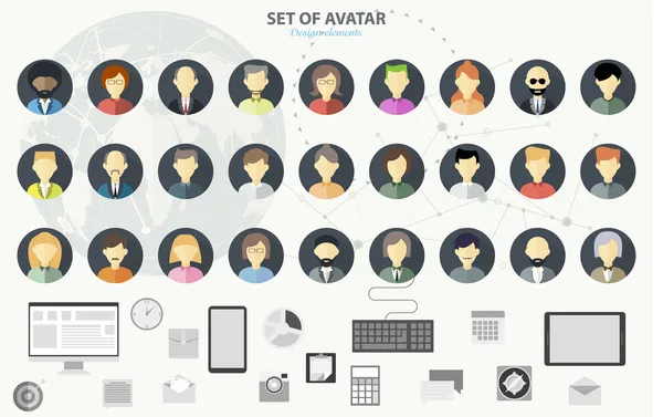 Conjunto de iconos de diseño plano avatar — Vector de stock