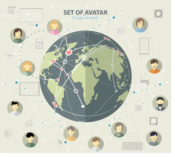 Σύνολο εικονιδίων επίπεδου σχεδιασμού avatar — Διανυσματικό Αρχείο
