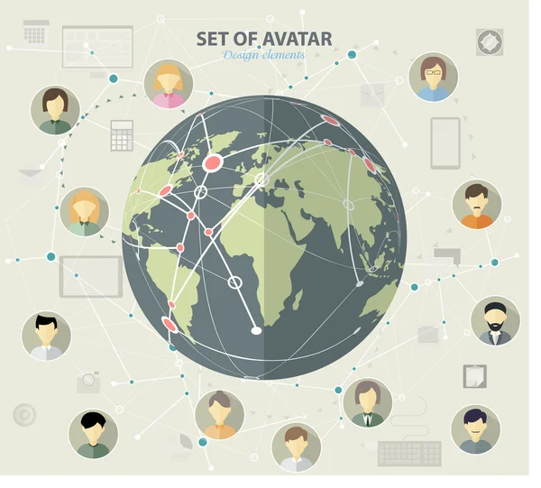 Set van avatar platte ontwerp pictogrammen — Stockvector