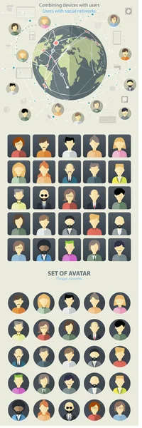 Set of avatar flat design icons — Stock Vector