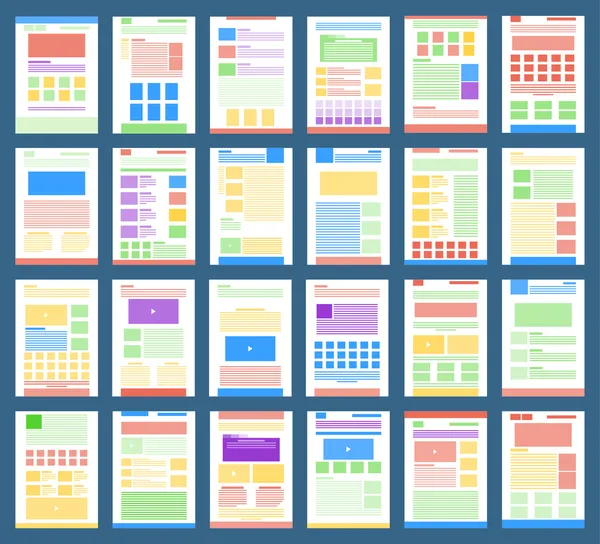 平らなウェブサイトのテンプレートのコレクション — ストックベクタ