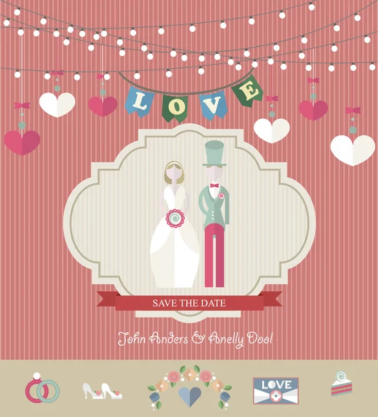 Tarjeta de invitación de boda — Vector de stock