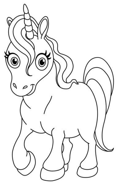 Delineado lindo unicornio — Vector de stock