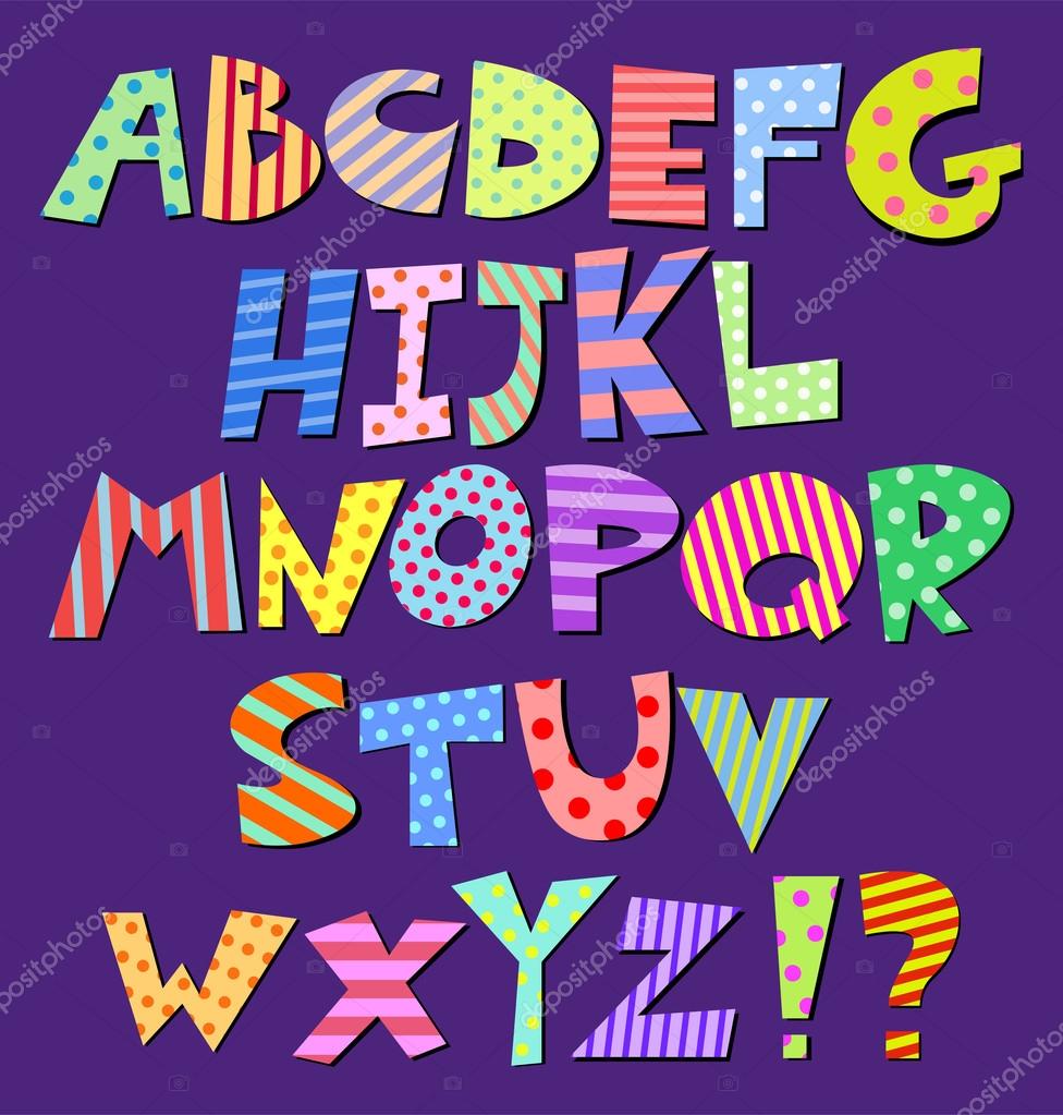 Colorful patterns comic alphabet
