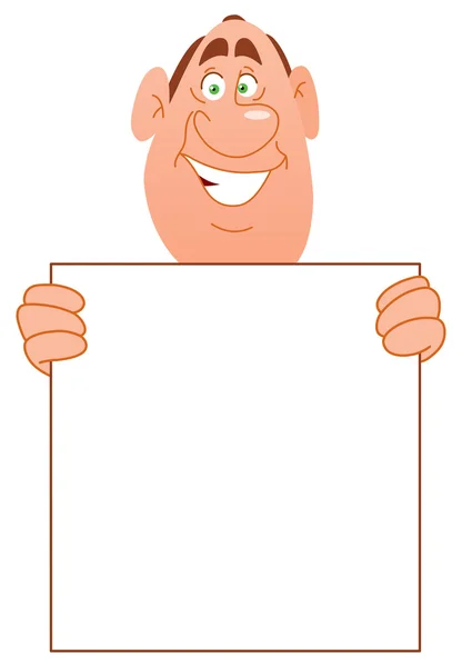 Smiling man with sign — Stock Vector
