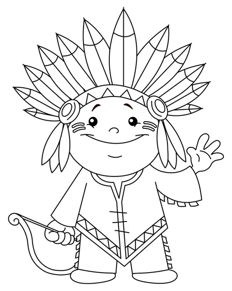 Outlined Indian kid — Stock Vector