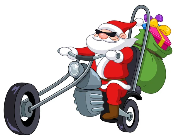 Santa with motorcycle — Stock Vector