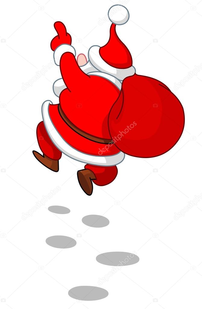 Cheerful Santa from back