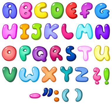 3d bubble alphabet clipart