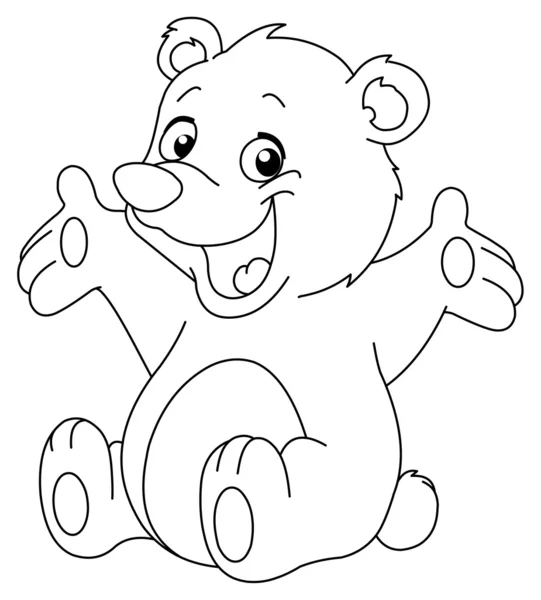 Delineado oso de peluche feliz — Vector de stock