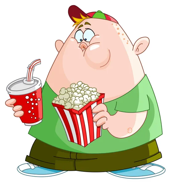 Kid met popcorn en soda — Stockvector