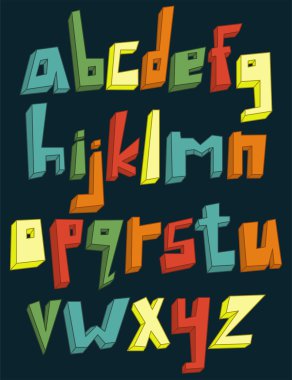 renkli 3d alt durum alfabesi