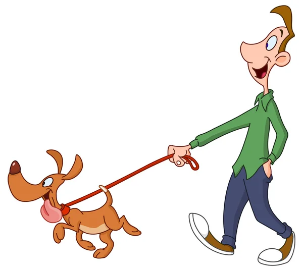 男を歩いている犬 — ストックベクタ