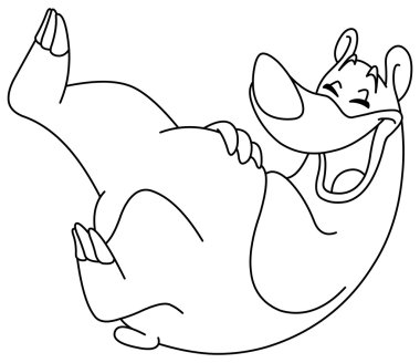 Outlined laughing bear clipart