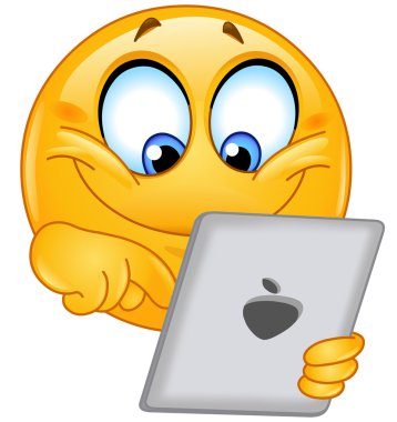 Emoticon with tablet clipart