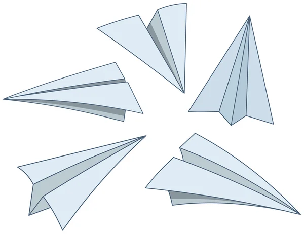 Aviones de papel de dibujos animados — Vector de stock