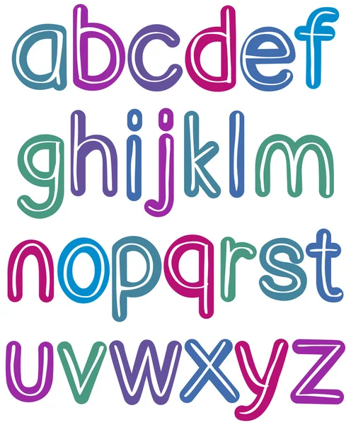 Kleurrijke kleine letters borstel alfabet — Stockvector
