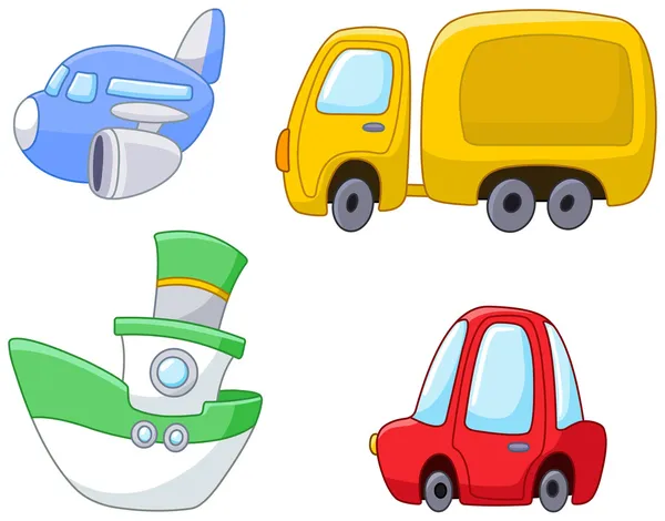 Conjunto de transporte de desenhos animados —  Vetores de Stock