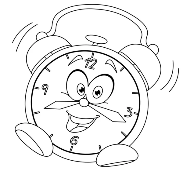 輪郭を描かれた漫画の目覚まし時計 — ストックベクタ