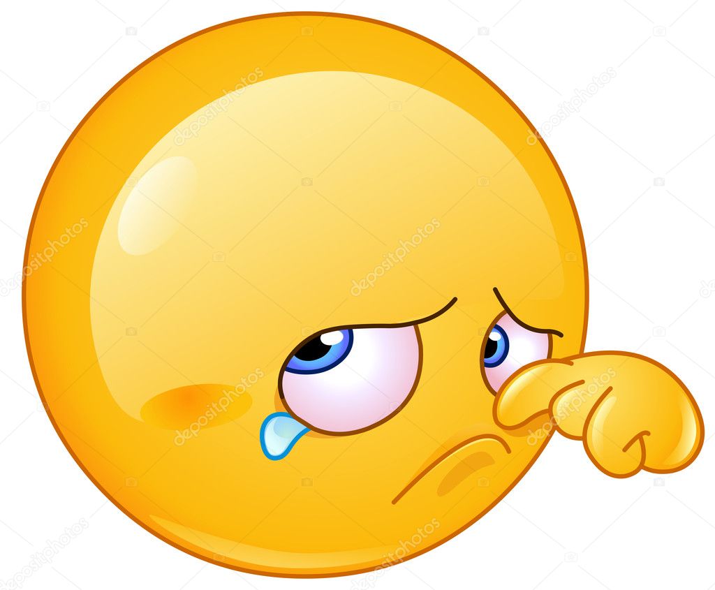 Bola Amarela Emoji Sorriso Triste Com Sinal Quarentena Coronavírus