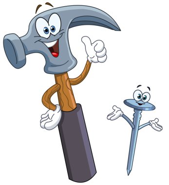 Hammer and nail cartoon clipart