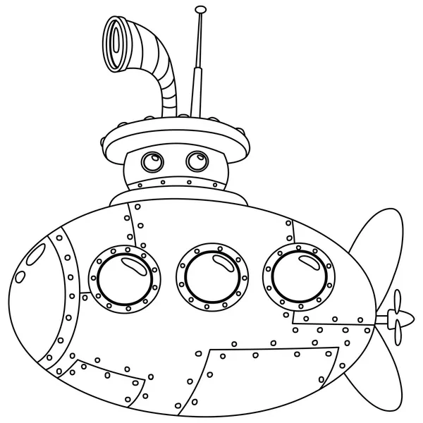 Submarino delineado — Vetor de Stock