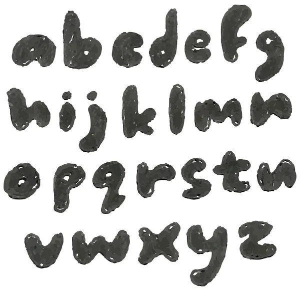 Alphabet noirci dessiné à la main minuscule — Image vectorielle