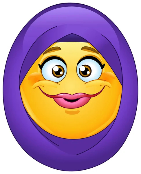 Muslim Female Emoji Emoticon Wearing Hijab — Stockvektor