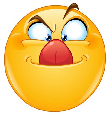Komik emoji simgesi diliyle burnunu yalıyor ya da dokunuyor.