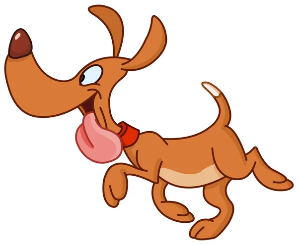 Perro Feliz Caminando Con Lengua Fuera — Vector de stock