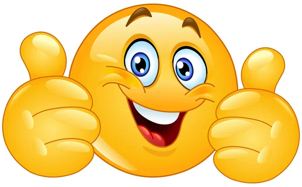 Emoticon Emoji Feliz Mostrando Polegares Duplos Como — Vetor de Stock