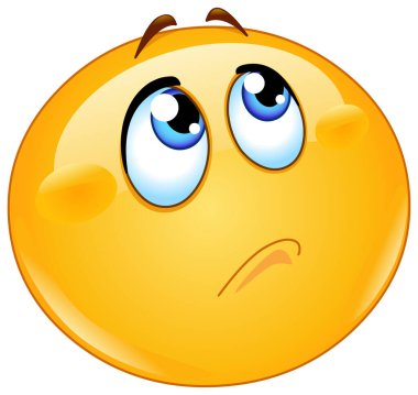 Düşünen ve üzgün emoji simgesi yukarı bakıyor