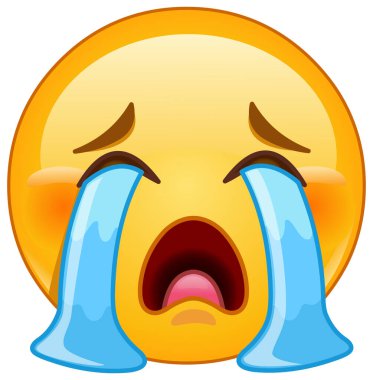 Emoji yüz ifadesi yüksek sesle ağlıyor