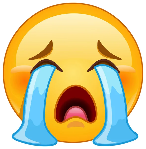 Emoji Emoticon Face Loudly Crying - Stok Vektor