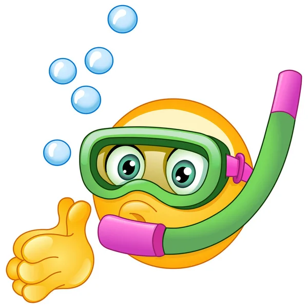 Emoji Emoticon Snorkeling Diving Vector De Stock