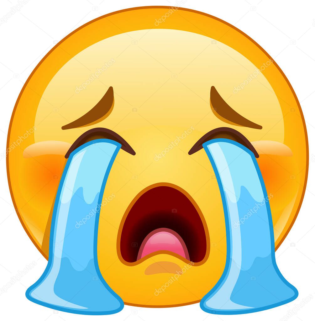 Emoji emoticon face loudly crying