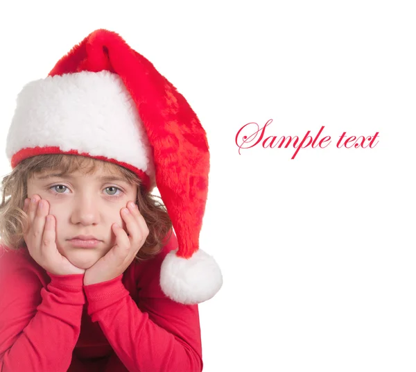 Menina com chapéu de Papai Noel — Fotografia de Stock