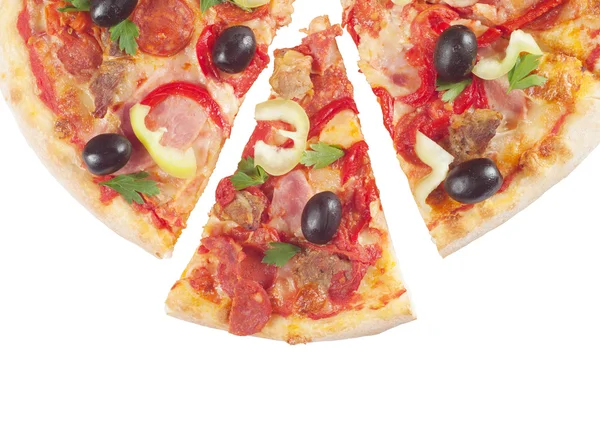 Pizza isoliert auf weiß — Stockfoto