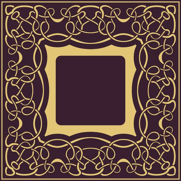 Gold frame with floral ornamental — Stock Vector