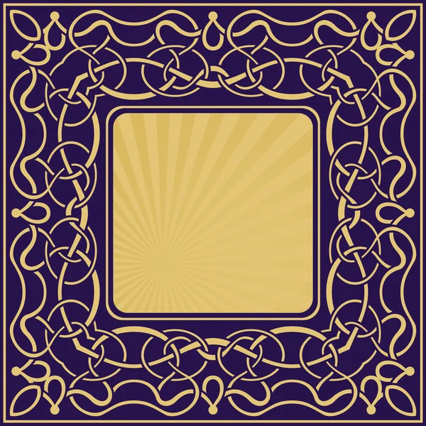 Gold frame with floral ornamental — Stock Vector