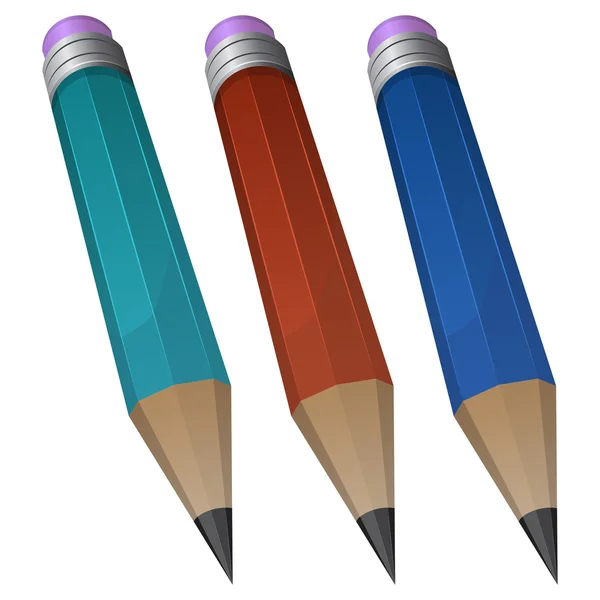 Pencil in 3 color — Stock Vector